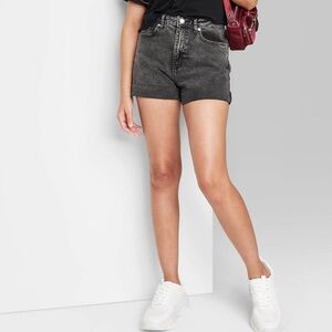 Wild Fable Super High Rise Rolled Cuff Jean Shorts Size 10 Black Wash Denim